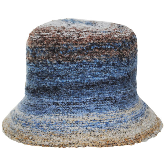 Scala | Buckley Boucle Knit Wool Blend Bucket Hat | 106446 | front | DENIM