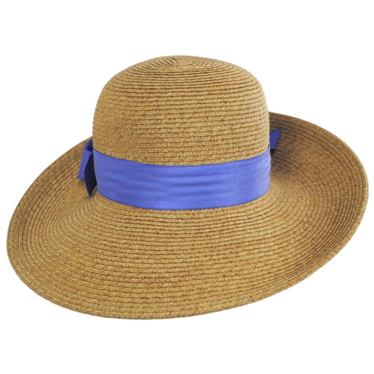Toucan Collection | Packable Toyo Straw Sun Hat - Made to Order | 104802 | front | NATURAL/BLUE