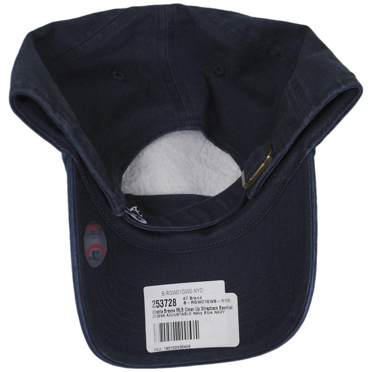 47 Brand | Atlanta Braves MLB Clean Up Strapback Baseball Cap Dad Hat | 203249 | under | NAVY