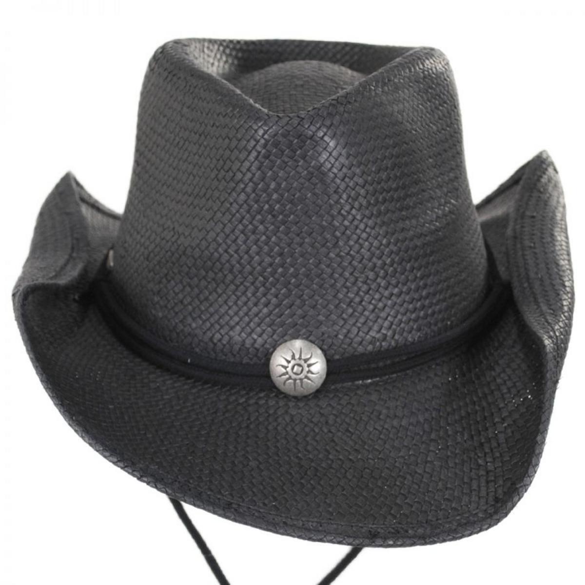 Dorfman Pacific | Chincord Toyo Straw Western Hat | 126150 | front | BLACK