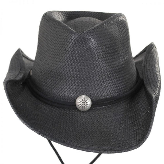 Dorfman Pacific | Chin Cord Toyo Straw Western Hat | 126150 | front | BLACK