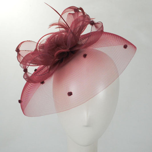 Kathy Jeanne | Voile Horsehair Mesh Fascinator Hat | 122431 | front | WINE