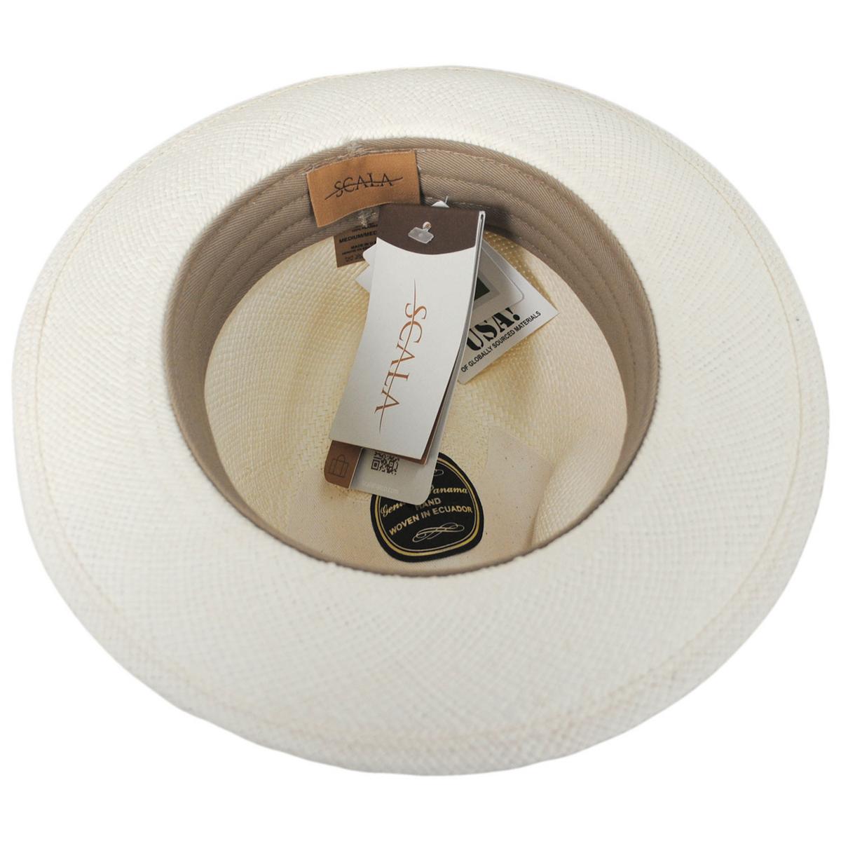 Scala | Panama Straw Snap Brim Fedora Hat  | 126131 | under | BLEACH