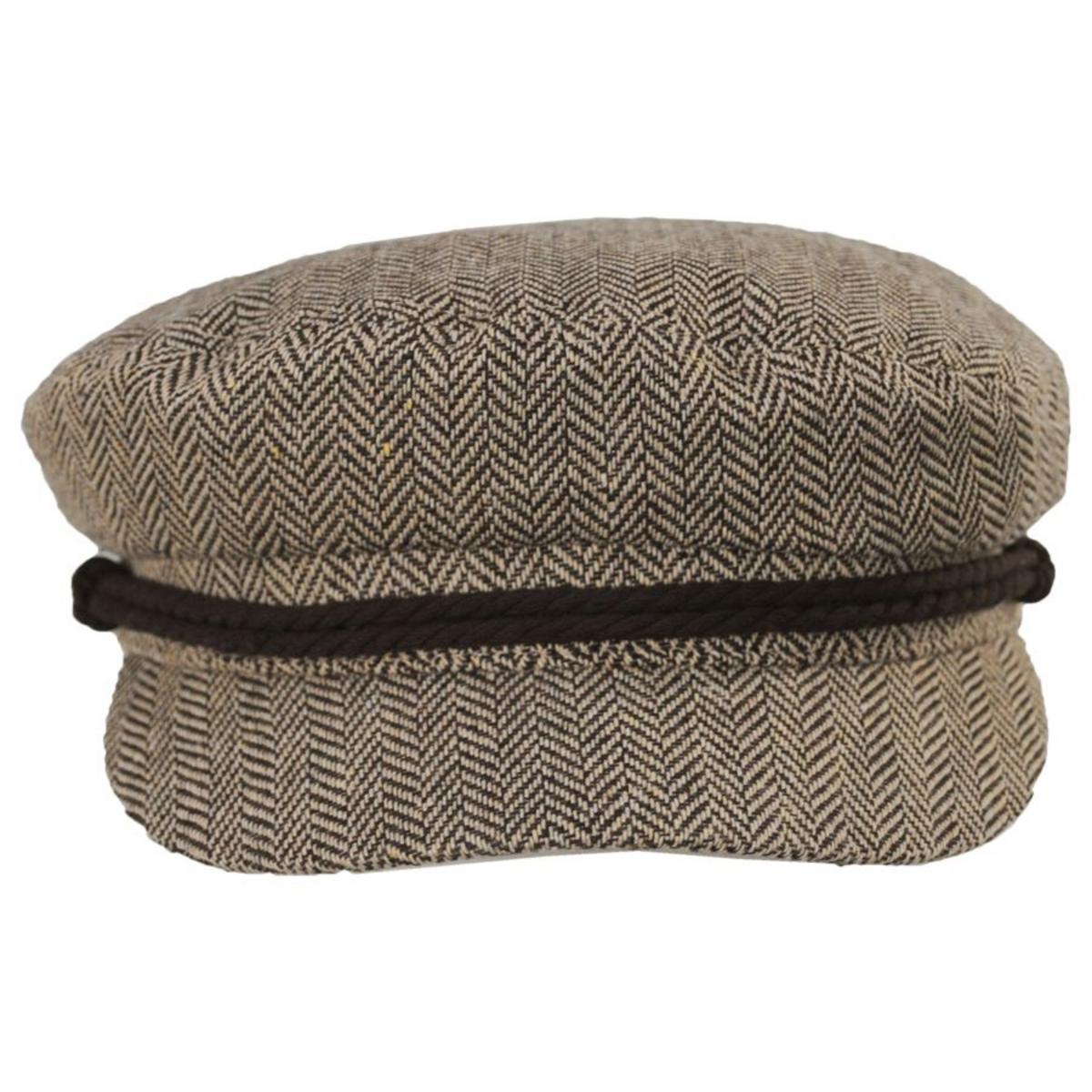 BRIXTON HATS | Wool Blend Herringbone Fiddler Cap - Dark Earth/Sand | 181303DES | front | DARK EARTH/SAND