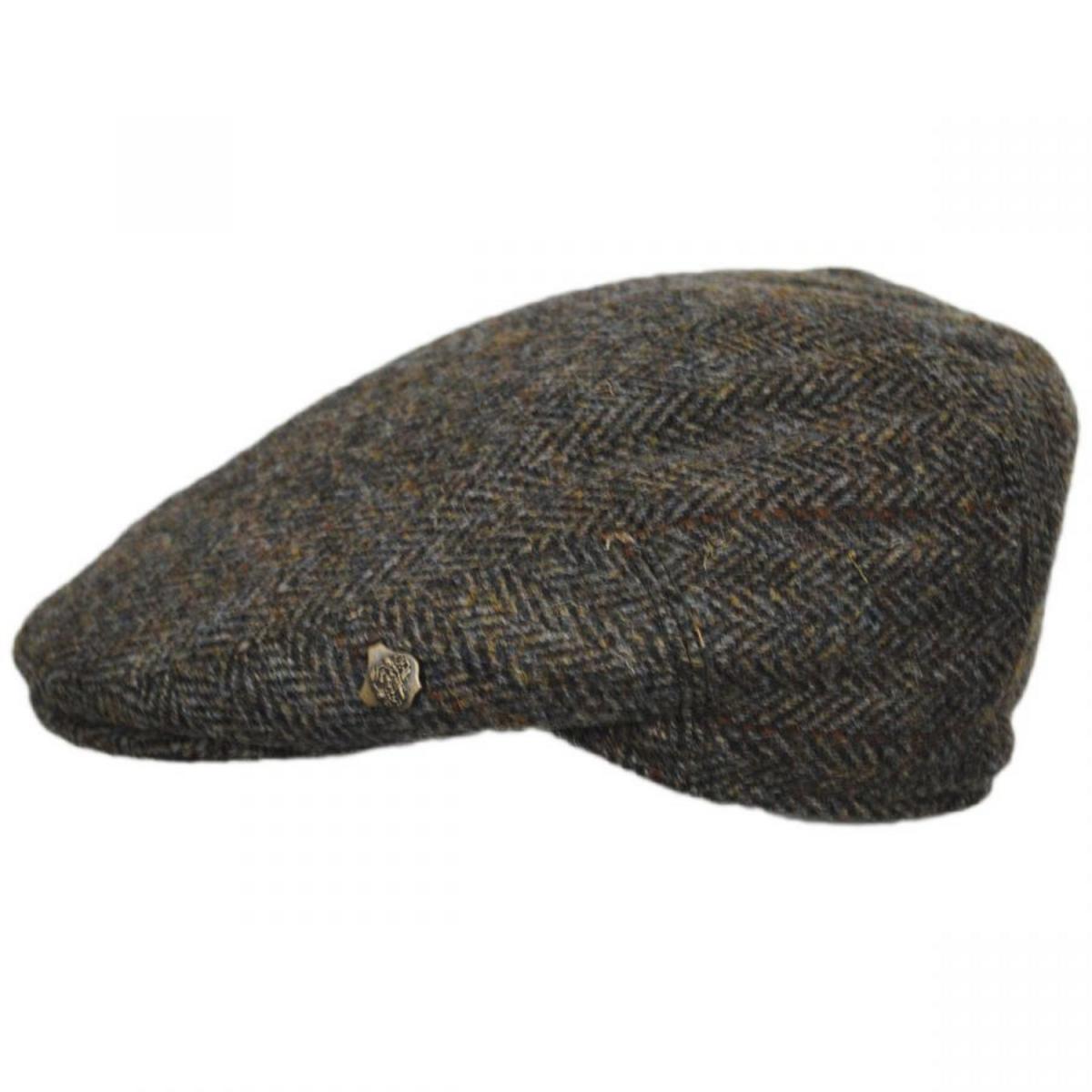 Failsworth | Harris Tweed Overcheck Herringbone Wool Ivy Cap | 177913 | profile | TAUPE