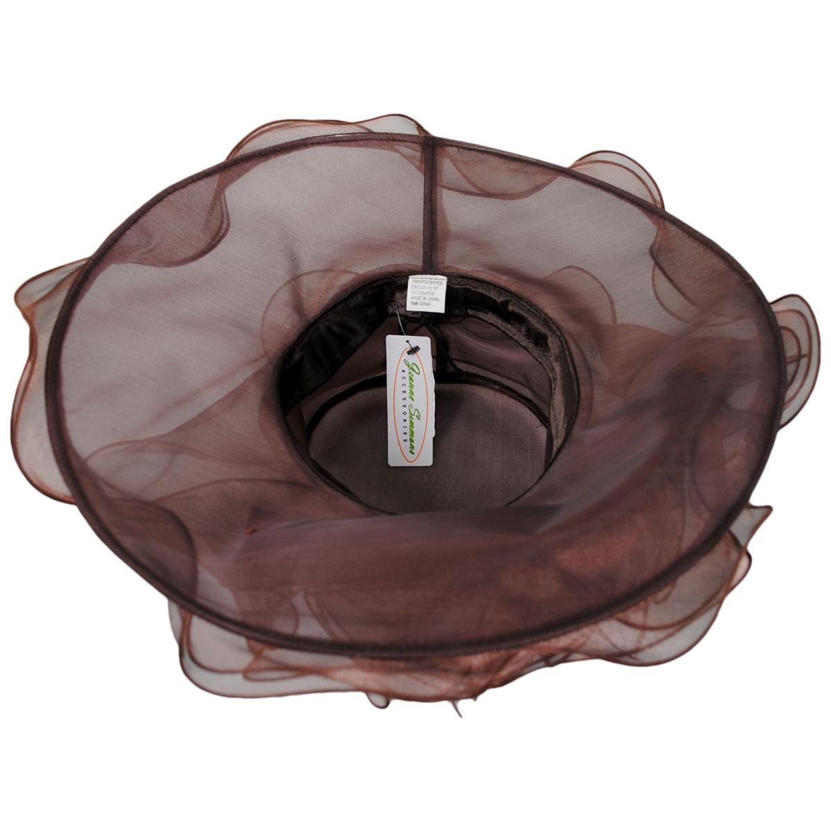 Jeanne Simmons | Iridescent Organza Boater Hat | 120739 | under | BROWN