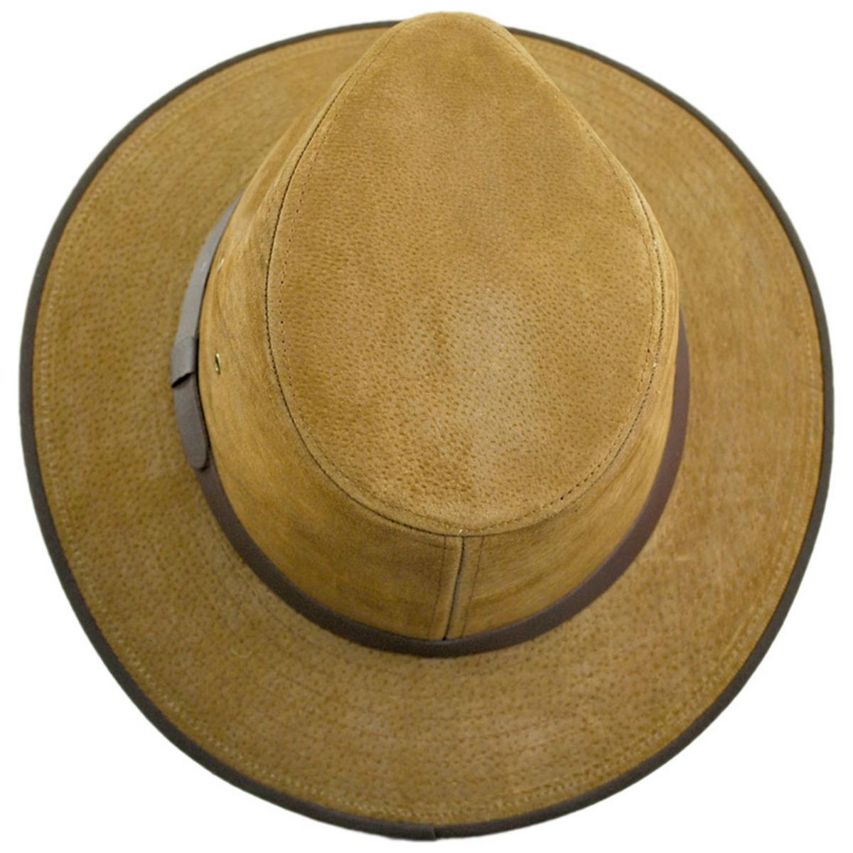 Jaxon Hats | Nubuck Leather Safari Fedora Hat | 147200 | top | CHESTNUT