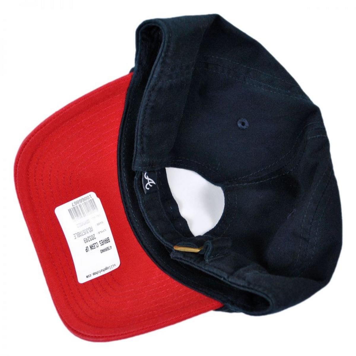 47 Brand | Atlanta Braves MLB Clean Up Strapback Baseball Cap Dad Hat | 203249 | under | NAVY/RED