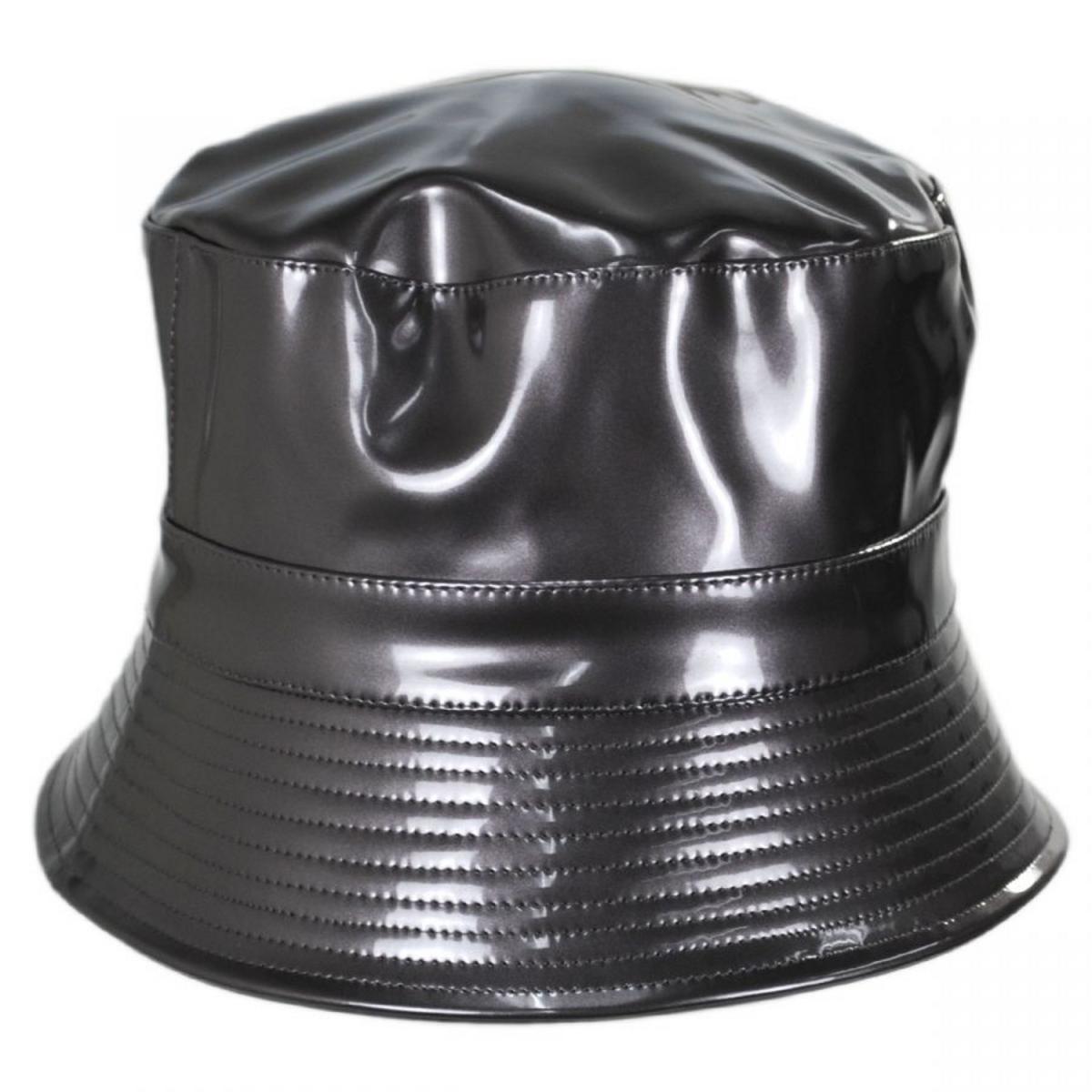 Scala | Pluie Faux Leather Rain Bucket Hat | 106404 | front | GREY