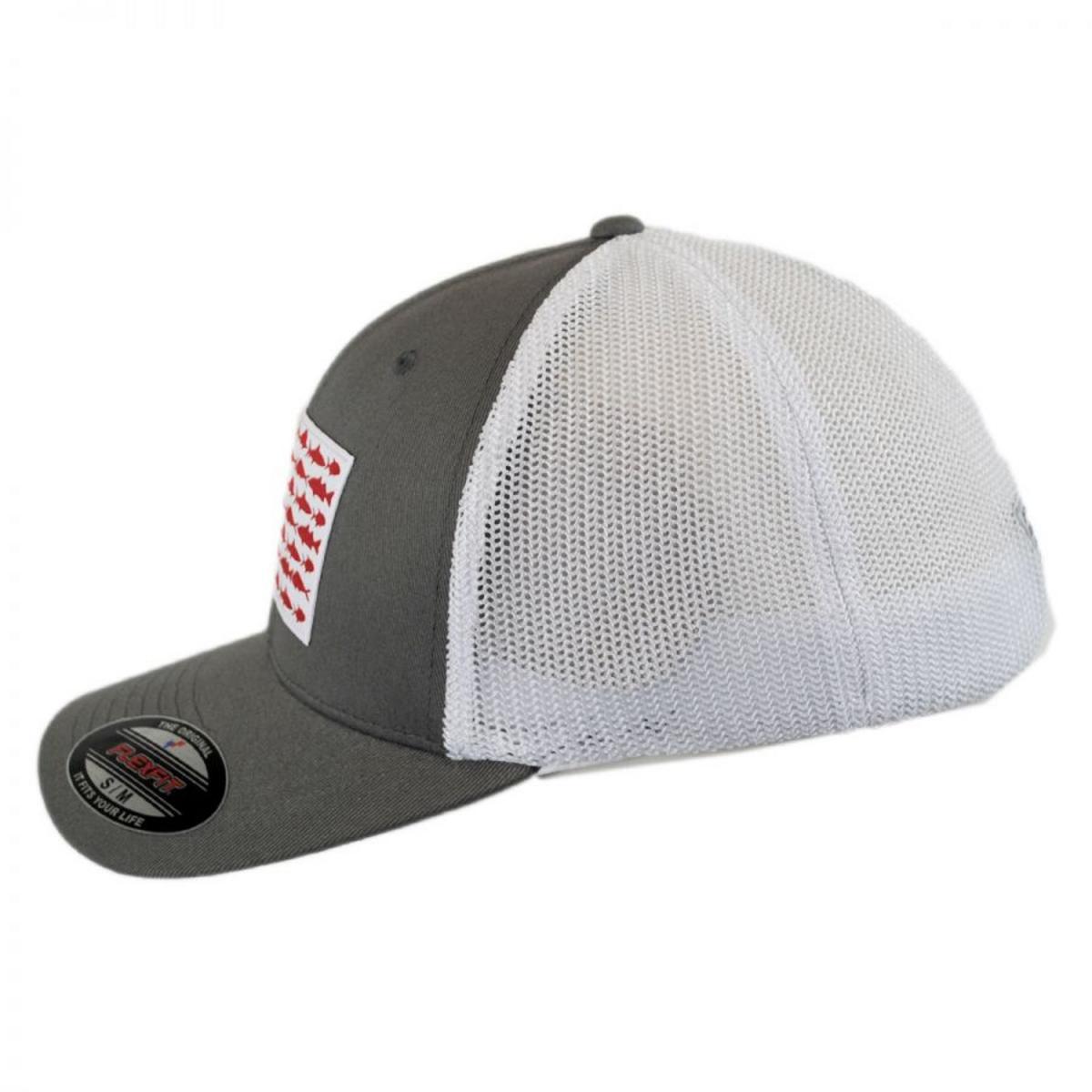 Columbia Sportswear | PFG Fish Flag Mesh Flexfit Fitted Baseball Cap | 400143 | profile | TITANIUM/WHITE