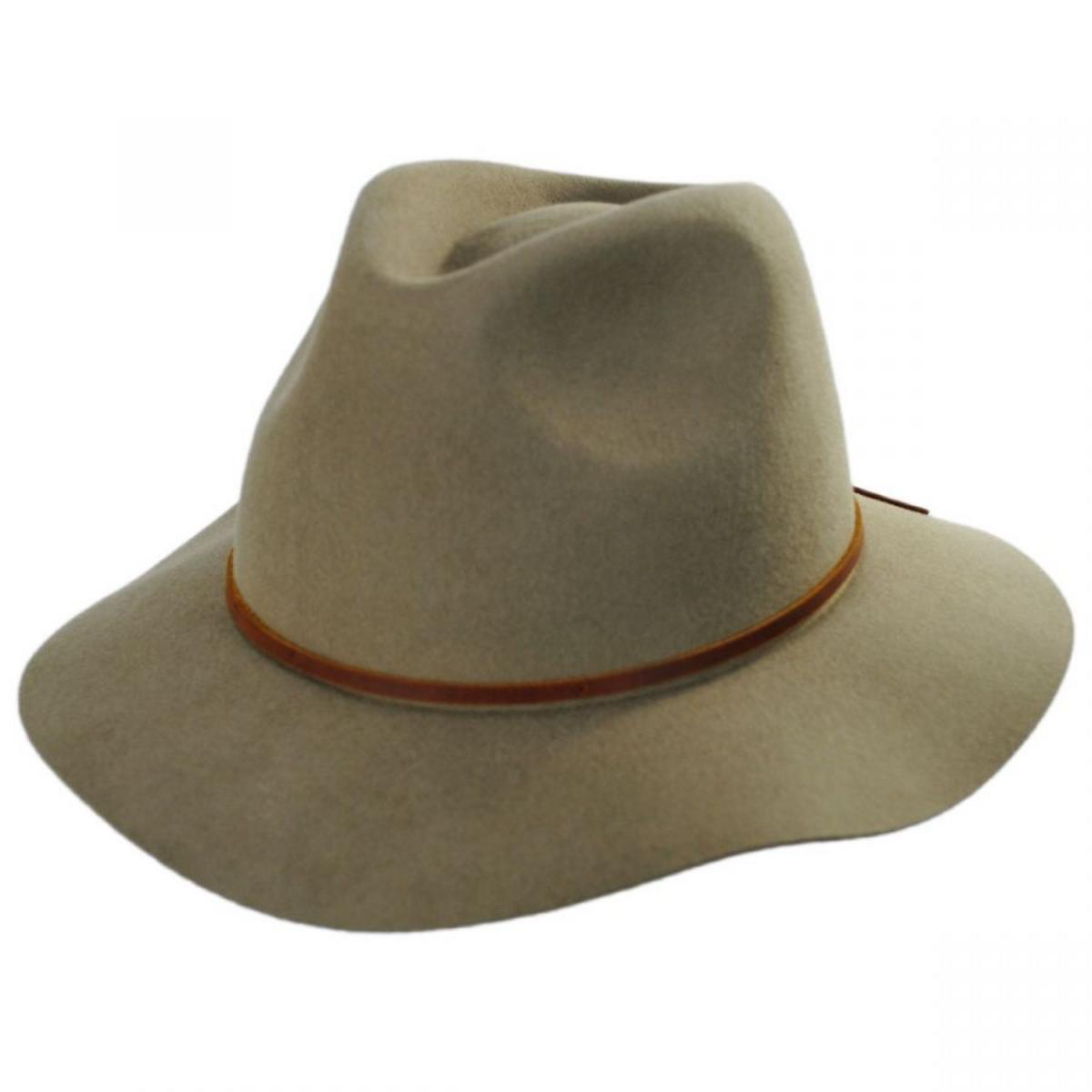 BRIXTON HATS | Wesley Wool Felt Floppy Fedora Hat - Light Tan | 135610LT | lead | LIGHT TAN