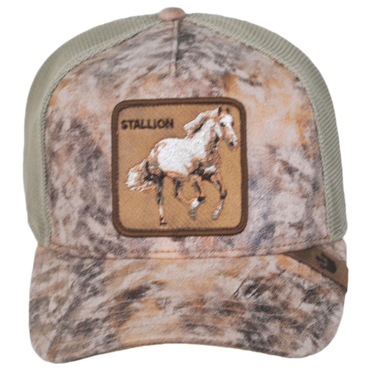 Goorin Bros | Storm Stallion Vegan Leather Mesh Trucker Snapback Baseball Cap | 200675 | front | BROWN