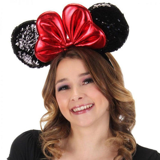 Disney | Minnie Mouse Sequin Ears Headband | 190252 | front | BLACK/RED