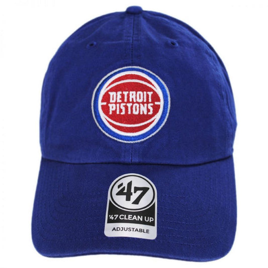 47 Brand | Detroit Pistons NBA Clean Up Strapback Baseball Cap Dad Hat | 204020 | front | ROYAL