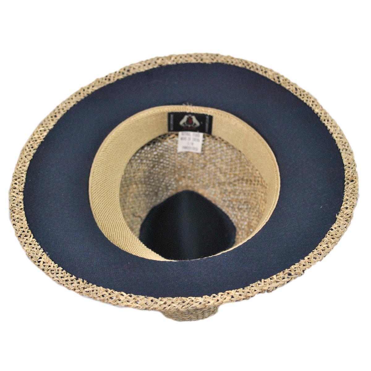 Jaxon Hats | Wholesale Seagrass Straw Safari Fedora Hat B2B Pre-Pack | B2B129916 | under | NATURAL/NAVY