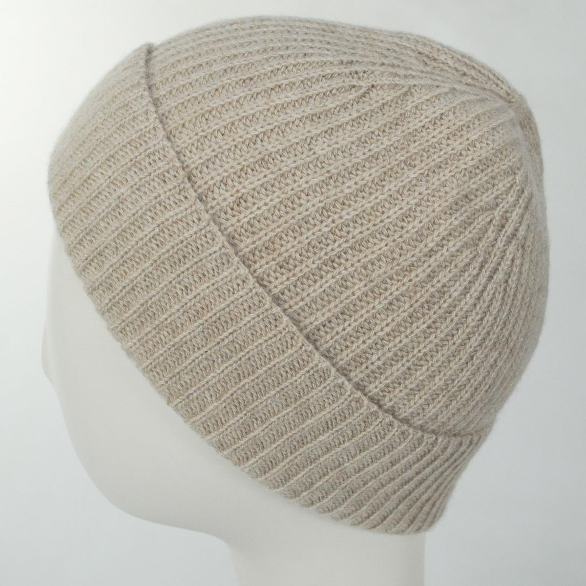 Stefeno Hats | Cashmere Ribbed Knit Beanie with Cuff | 500551 | profile | NATURAL