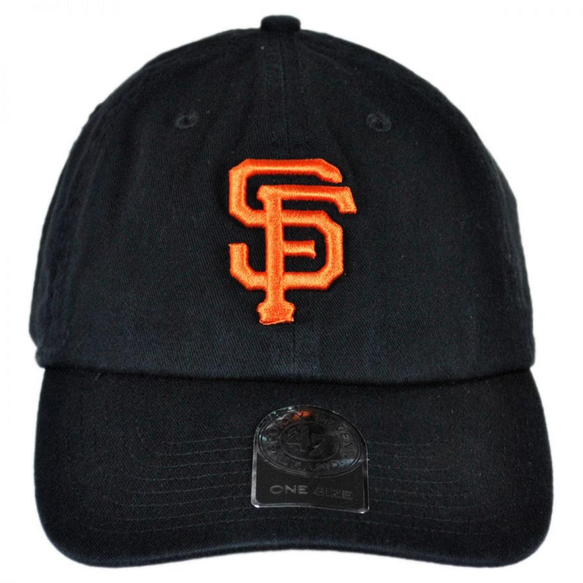 47 Brand | San Francisco Giants MLB Clean Up Strapback Baseball Cap Dad Hat | 203102 | front | BLACK