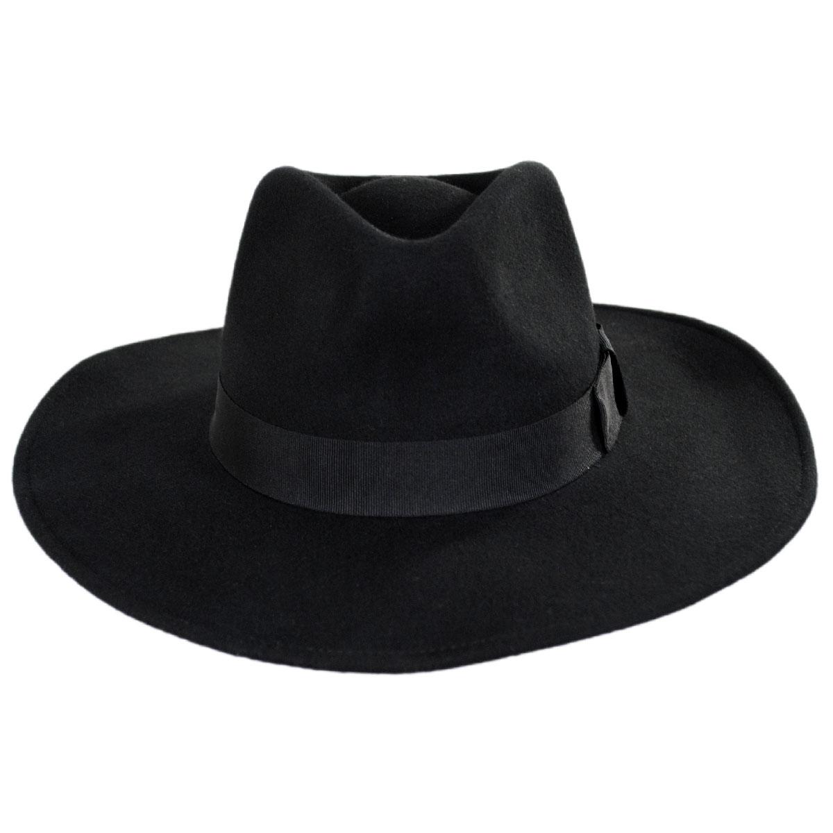Jaxon Hats | Wholesale Colorado Ultra Wide Brim Wool Felt Fedora Hat B2B Pre-Pack | B2B135200 | front | BLACK