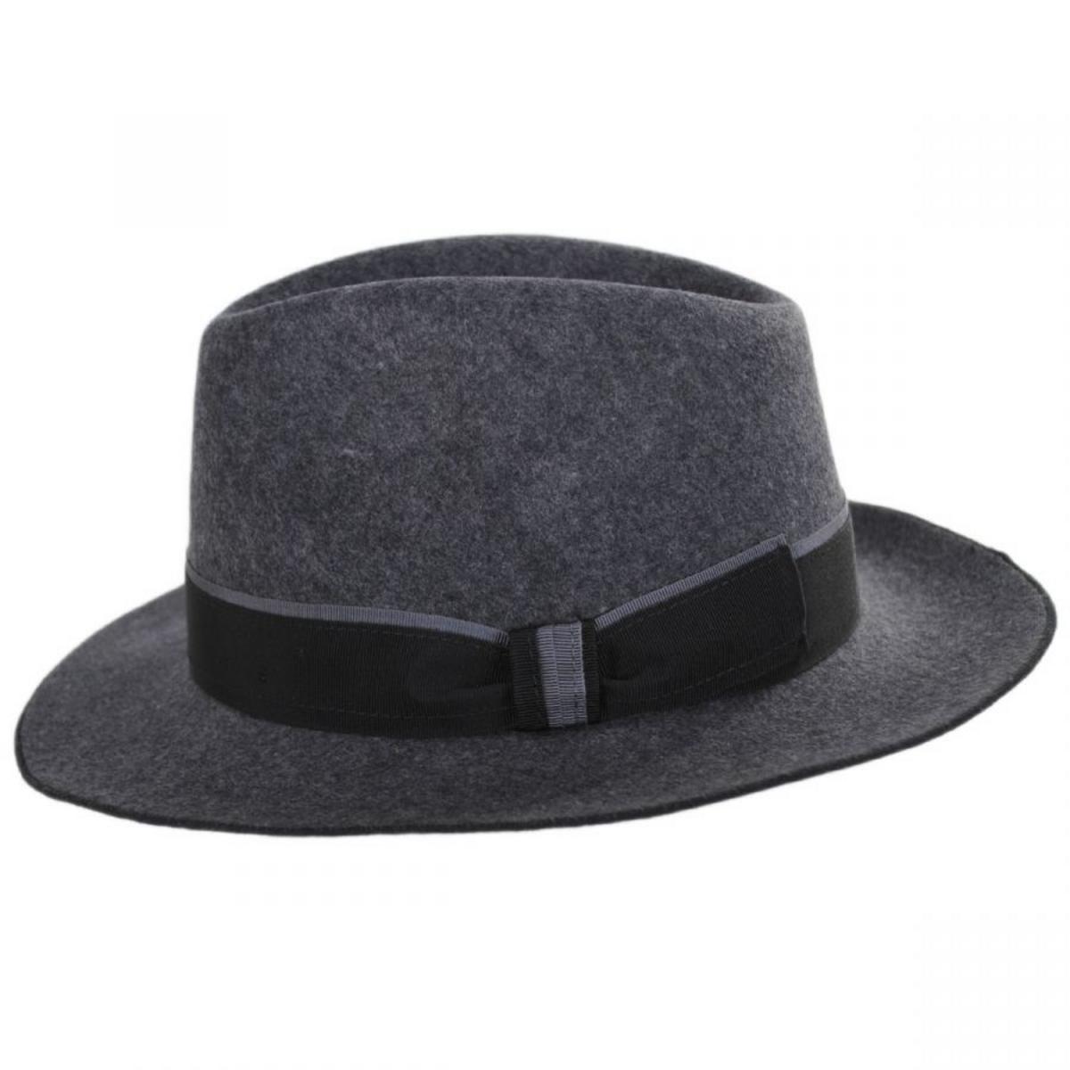 Stefeno Hats | Desmond Crushable Wool Felt Fedora Hat | 136066 | profile | GREY MIX
