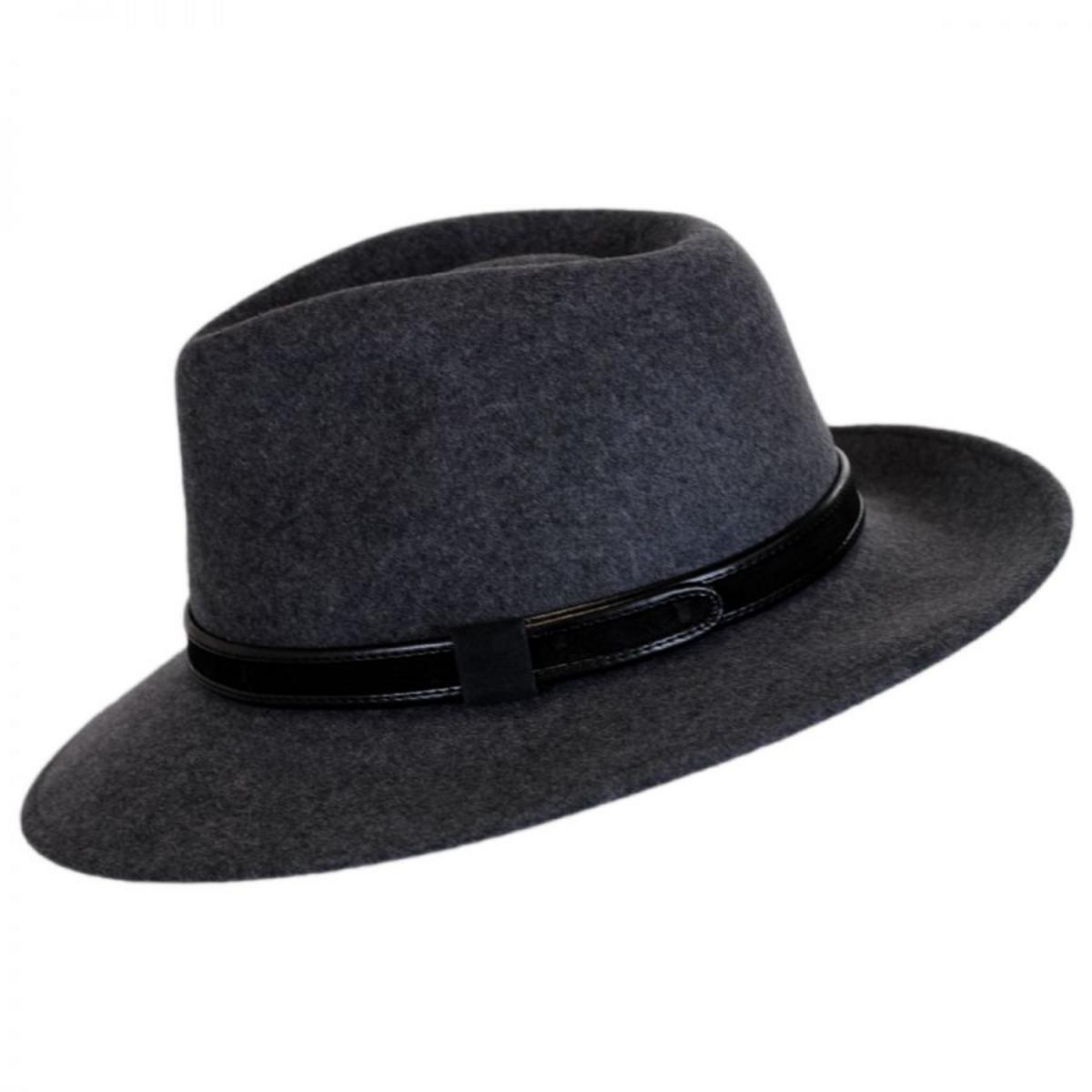 Stefeno Hats | Hiker Wool Felt Safari Fedora Hat | 136062 | profile | GREY MIX