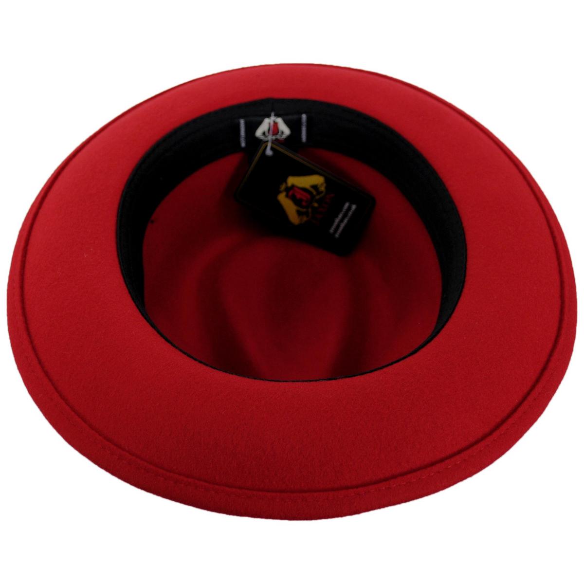 Jaxon Hats | Pachuco Crushable Wool Felt Fedora Hat - Red | 135008 | under | RED