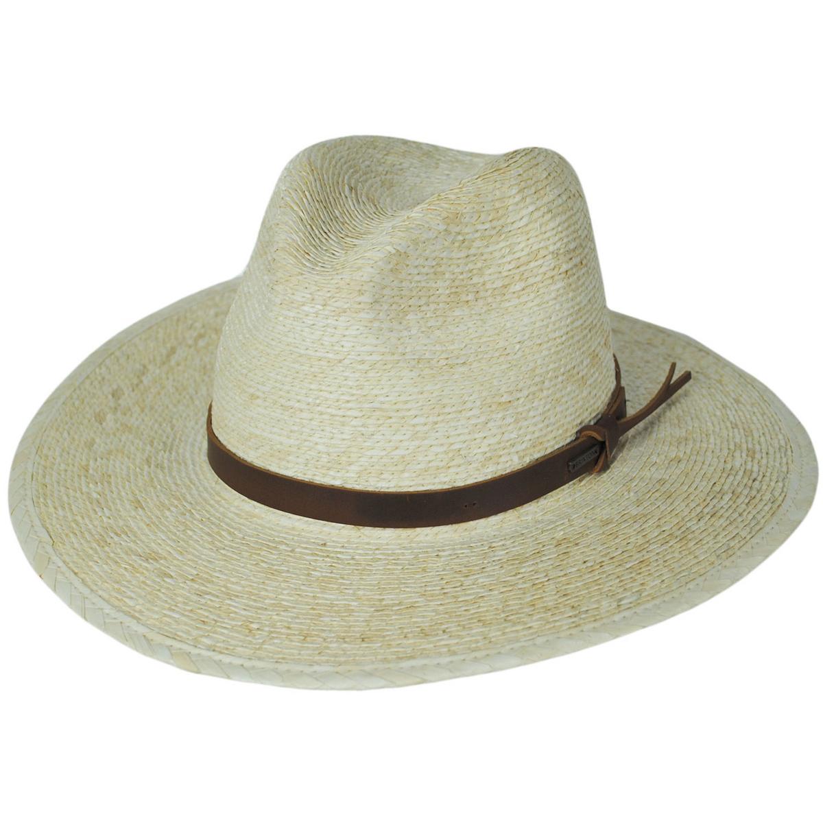 BRIXTON HATS | Field Proper Palm Straw Fedora Hat | 128337 | lead | NATURAL/BROWN