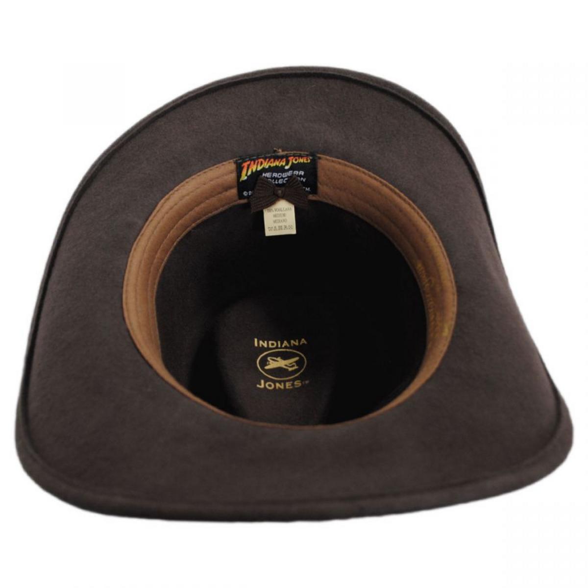 Indiana Jones | Officially Licensed Crushable Wool Outback Hat | 130500 | under | BROWN