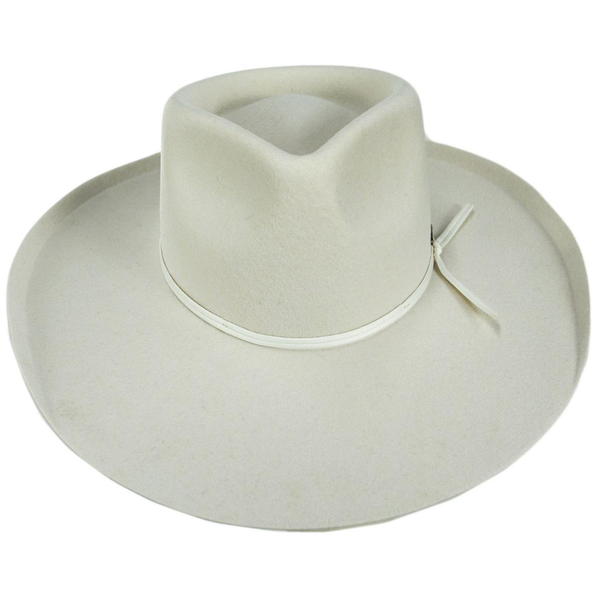 BRIXTON HATS | Marlow Wool Felt Rancher Fedora Hat | 135666 | front | OFF WHITE