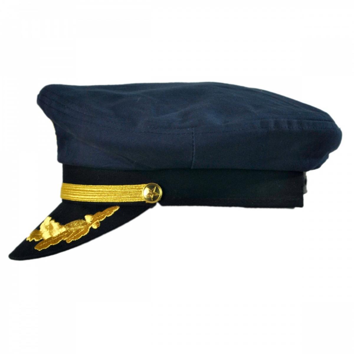 Village Hat Shop | Deluxe Adjustable Yacht Captain Cap | 180500 | profile | NAVY BLUE