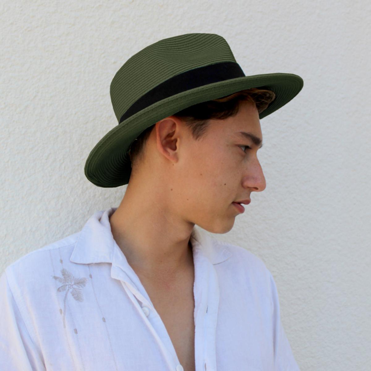 Jaxon Hats | Summer C-Crown Toyo Straw Fedora Hat | 129010 | lsmtwo | OLIVE GREEN