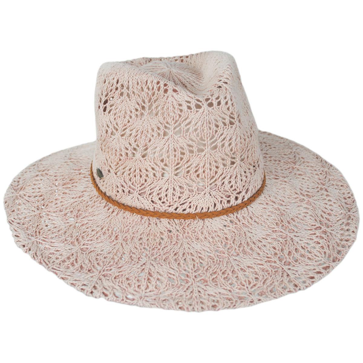 Scala | Aubree Lace Knit Outback Ranch Fedora Hat | 106442 | lead | BLUSH