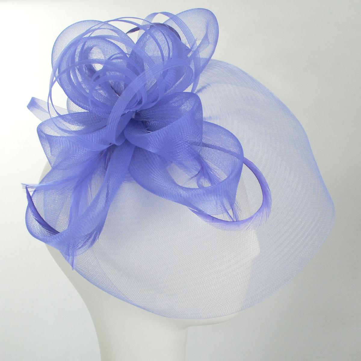 Kathy Jeanne | Firework Horsehair Mesh and Feather Fascinator Hat | 122411 | profile | LAVENDER