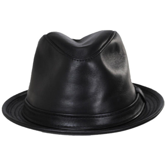 NEW YORK HAT CO | Lambskin Leather Fedora Hat | 142007 | front | BLACK