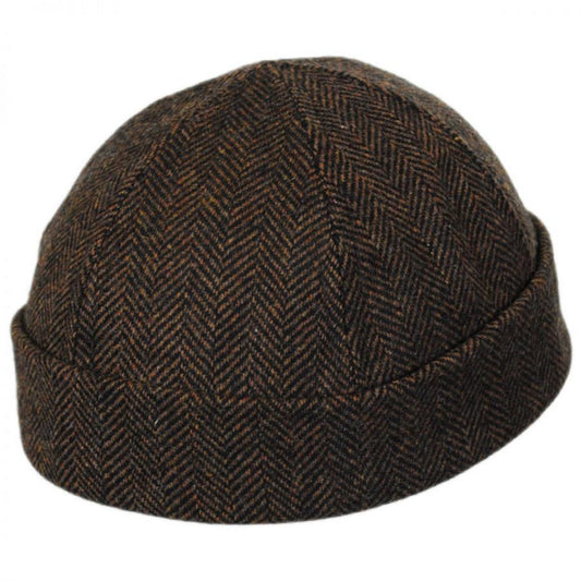 NEW YORK HAT CO | Six Panel Herringbone Wool Skull Cap Beanie Hat | 142005 | lead | BROWN