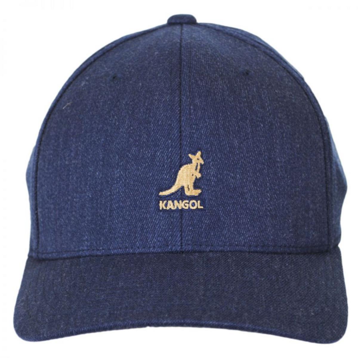 Kangol | Logo Wool Flexfit Fitted Baseball Cap | 201104 | front | DENIM