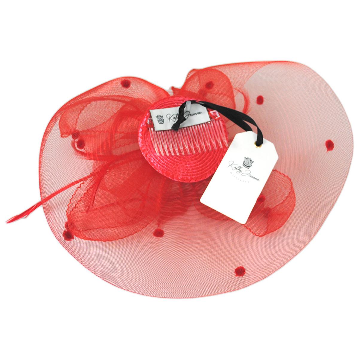 Kathy Jeanne | Voile Horsehair Mesh Fascinator Hat | 122431 | under | RED