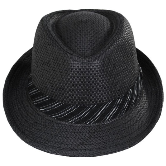 Dorfman Pacific | Stingy Brim Toyo Straw Fedora Hat | 126124 | front | BLACK