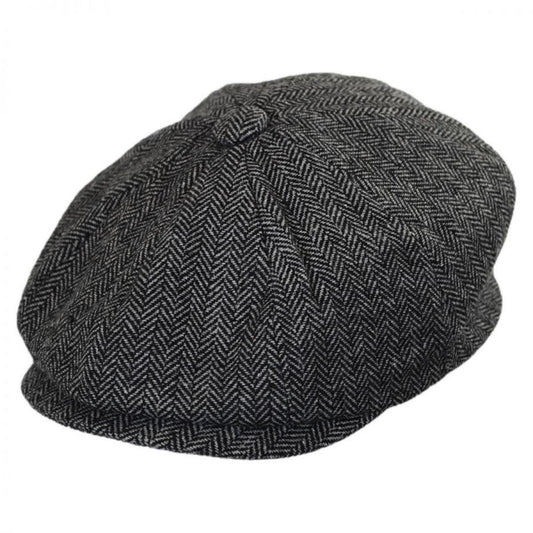 Jaxon Hats | Kid's Herringbone Wool Blend Newsboy Cap | 512100 | lead | CHARCOAL