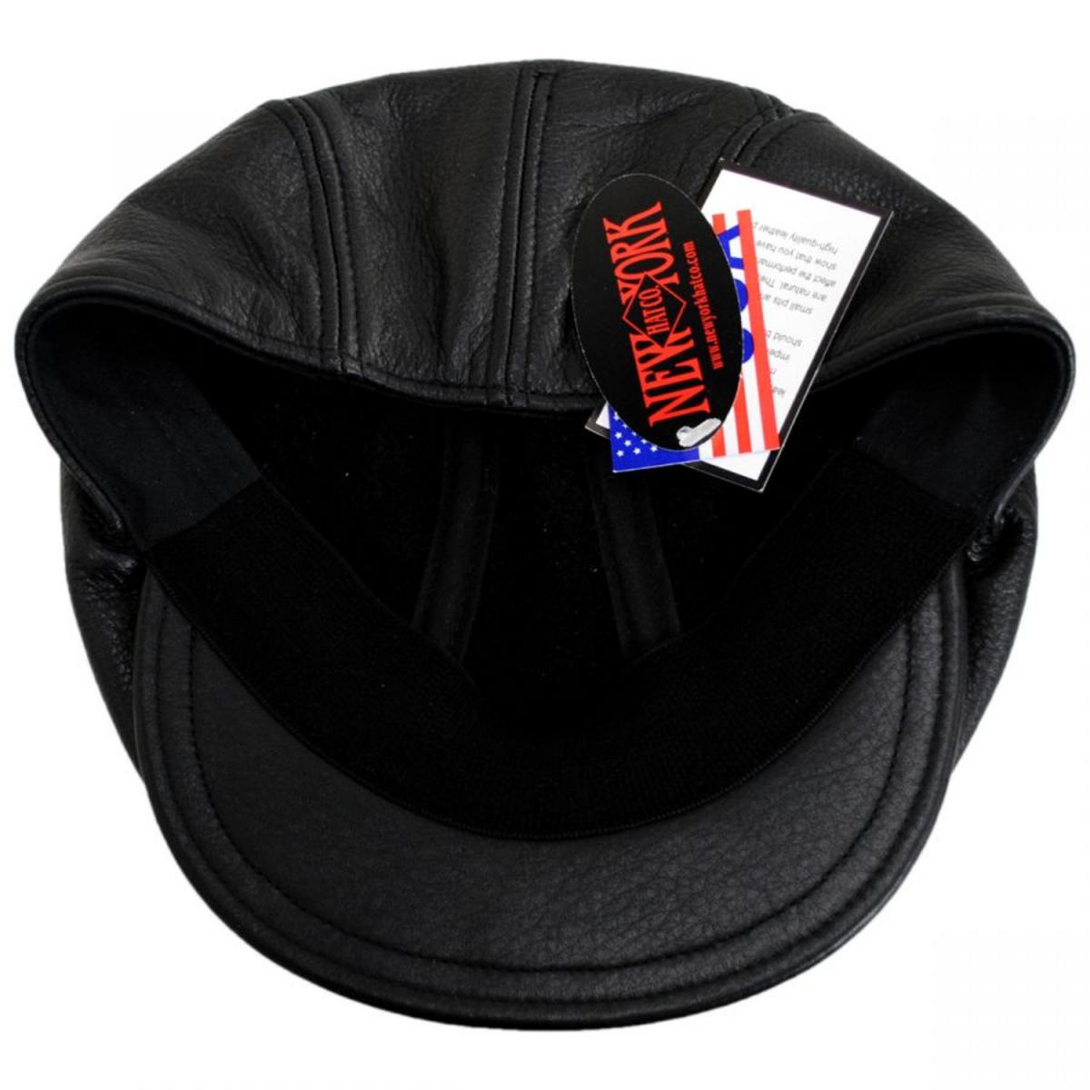NEW YORK HAT CO | 1900 Lambskin Leather Ivy Cap | 161105 | under | BLACK