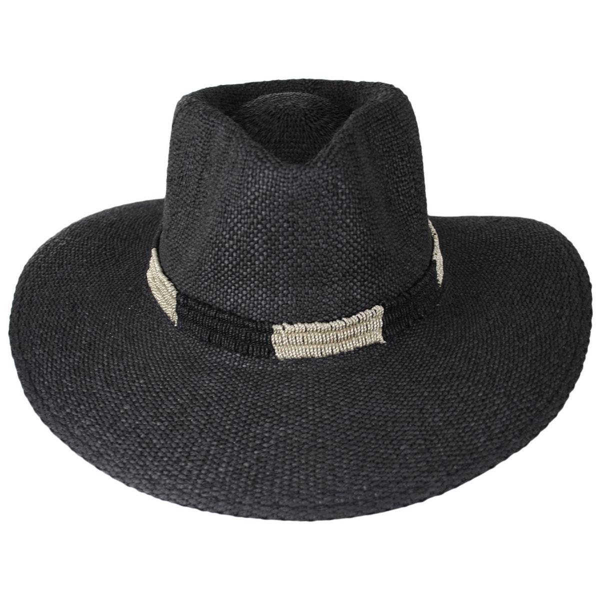 NIKKI BEACH | Angelina Toyo Straw Fedora Hat | 102660 | front | BLACK