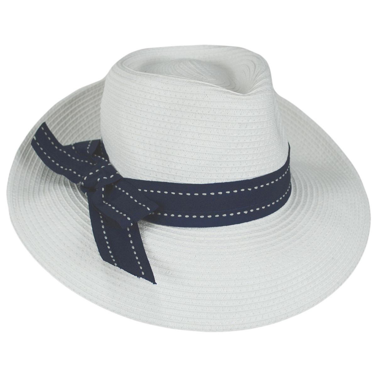 Physician Endorsed | Sadie Toyo Straw Fedora Hat | 102667 | lead | WHITE/NAVY