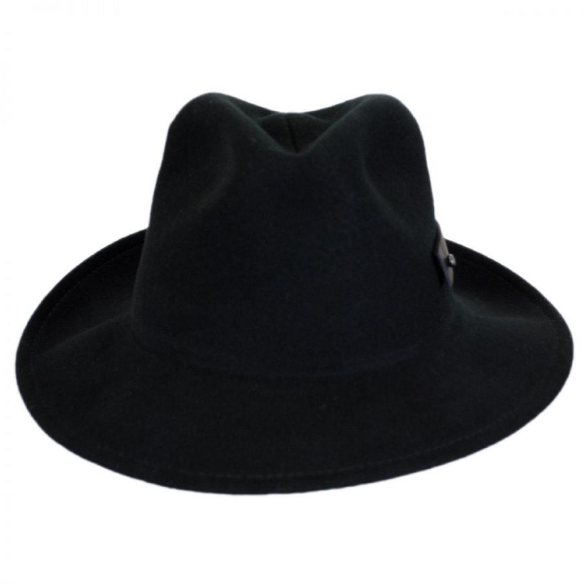 Bailey 1922 | Boley Wool LiteFelt Roll Up Fedora Hat | 130326 | front | BLACK