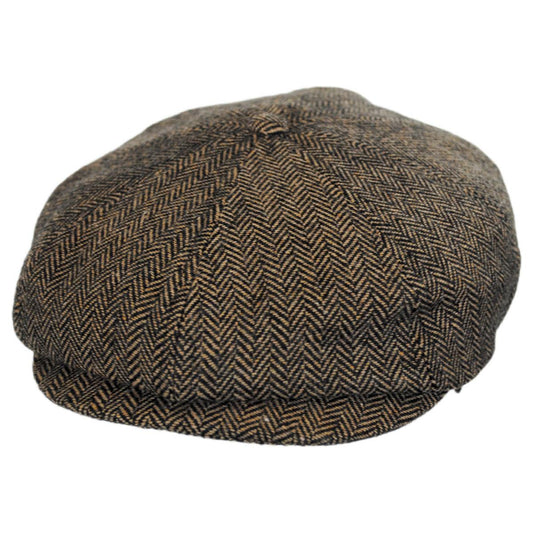 BRIXTON HATS | Toddler Lil Brood Herringbone Newsboy Cap | 510202 | lead | BROWN/KHAKI