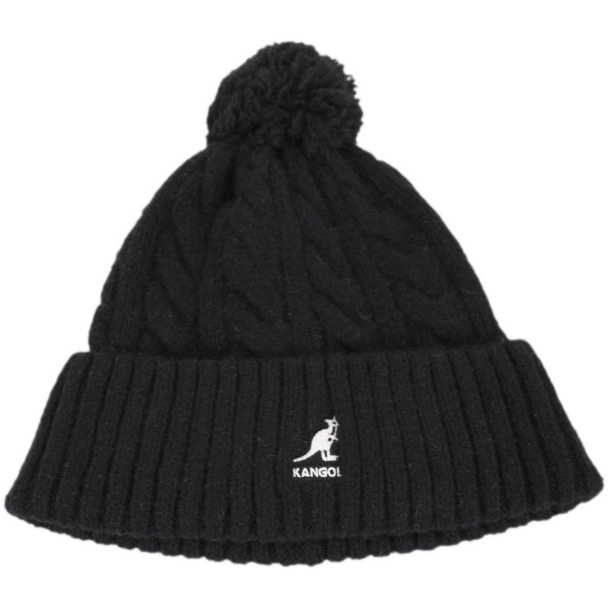 Kangol | Pompom Cable Knit Beanie Hat | 500410 | lead | BLACK
