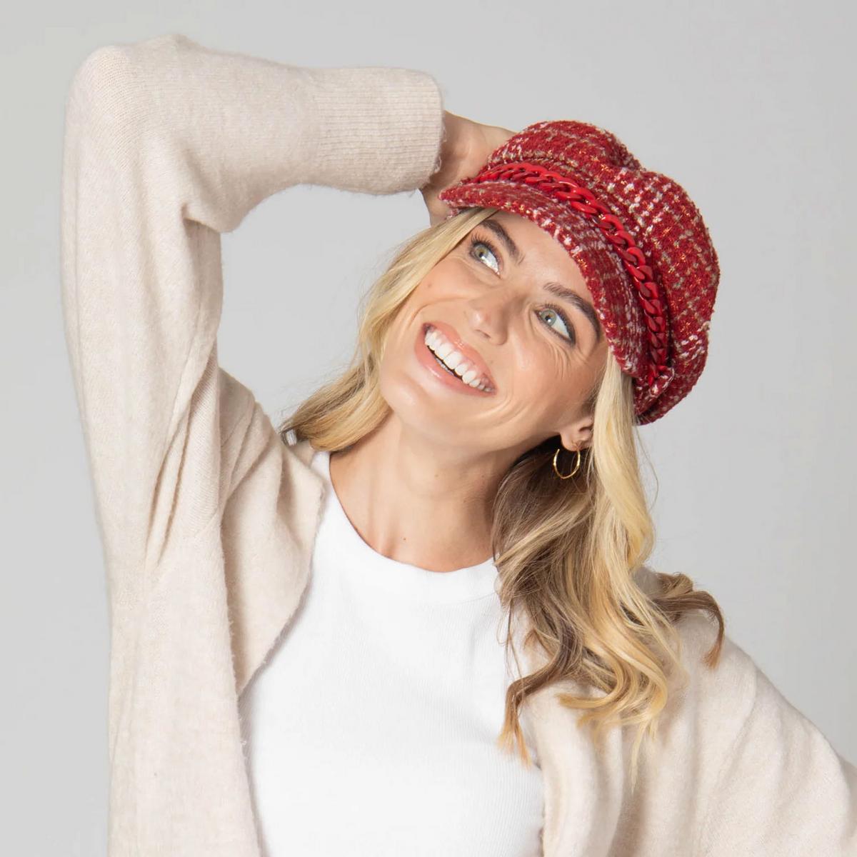 San Diego Hat Company | Emmy Lou Tweed Cabbie Cap | 108655 | lsftwo | RED