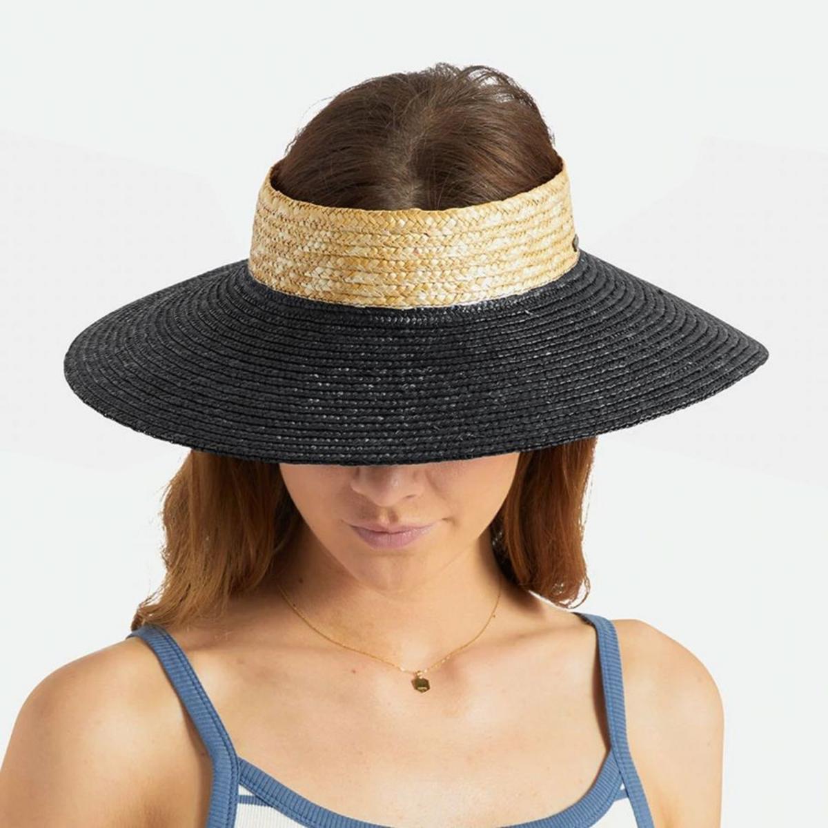 BRIXTON HATS | Joanna Wheat Straw Visor | 198406 | under | BLACK/HONEY