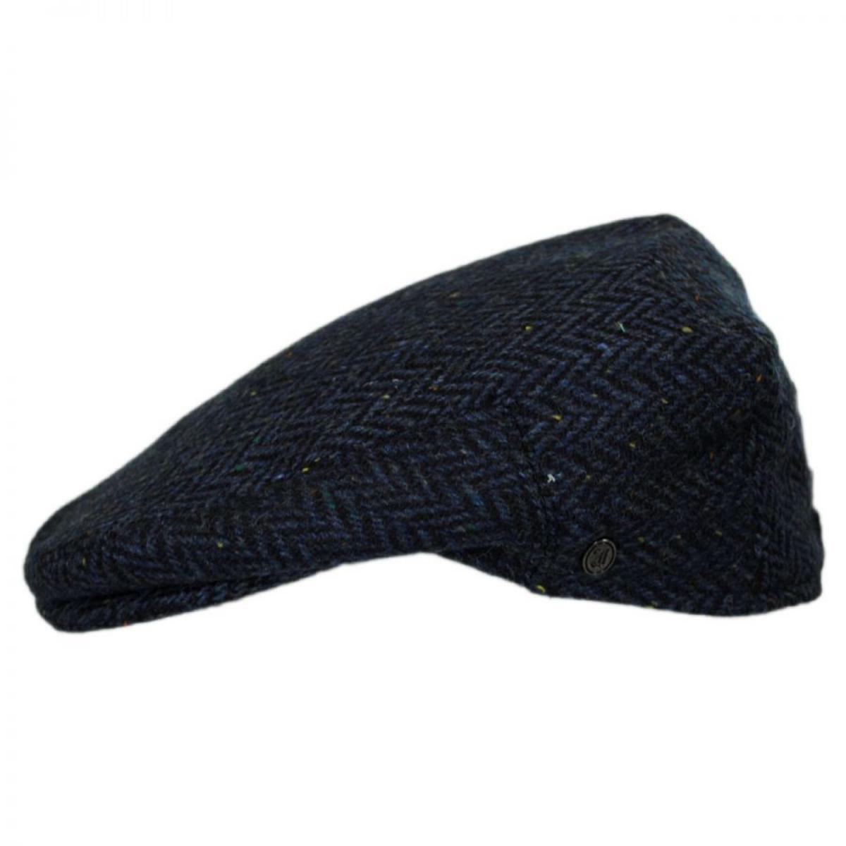 Jaxon Hats | Cambridge Herringbone Wool Ivy Cap | 167766 | profile | NAVY BLUE