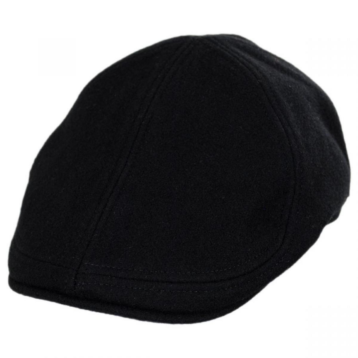 Wigens Caps | Melton Wool Pub Duckbill Cap | 161953 | lead | BLACK