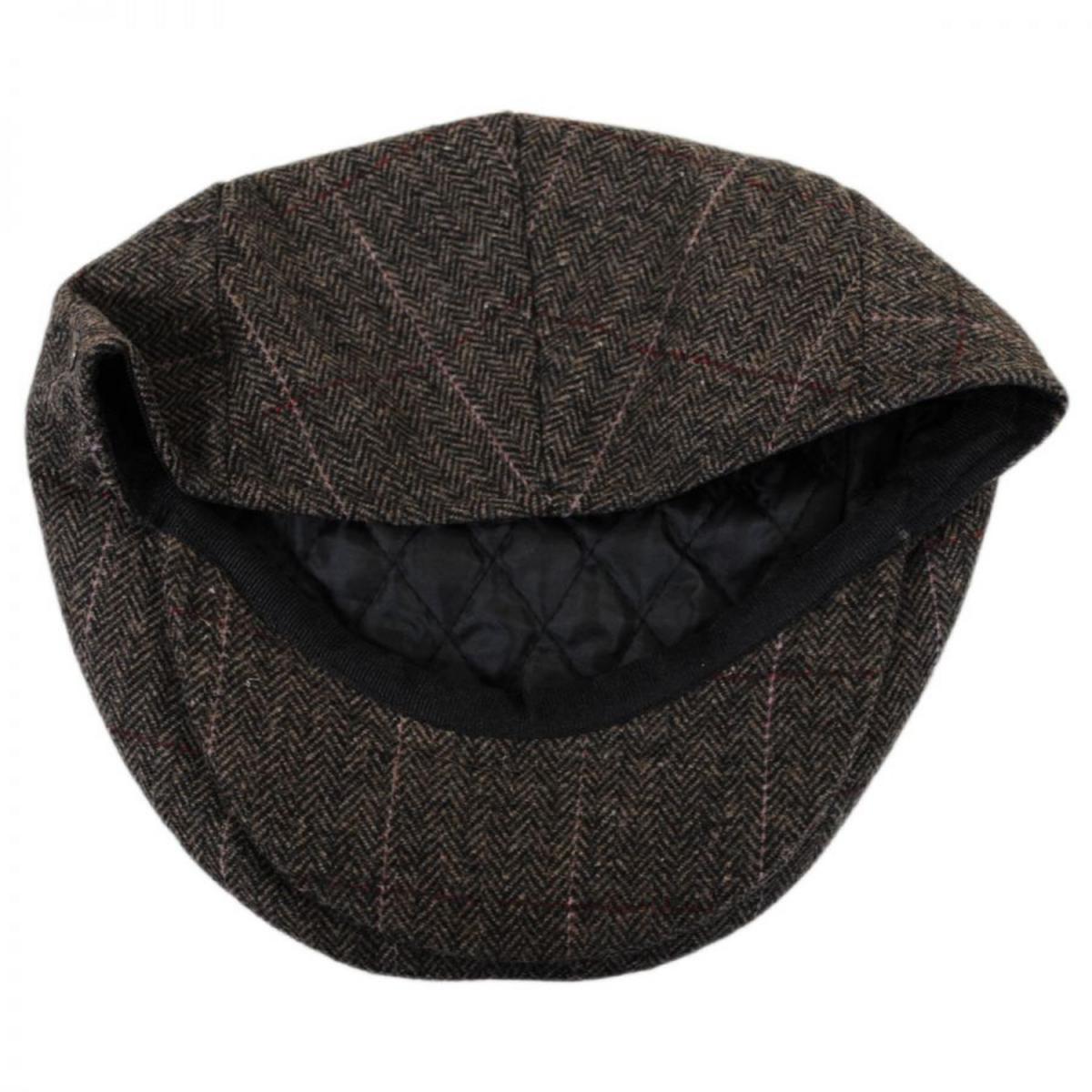 Jaxon Hats | Euston Herringbone Plaid Wool Blend Ivy Cap | 167747 | under | MOCHA