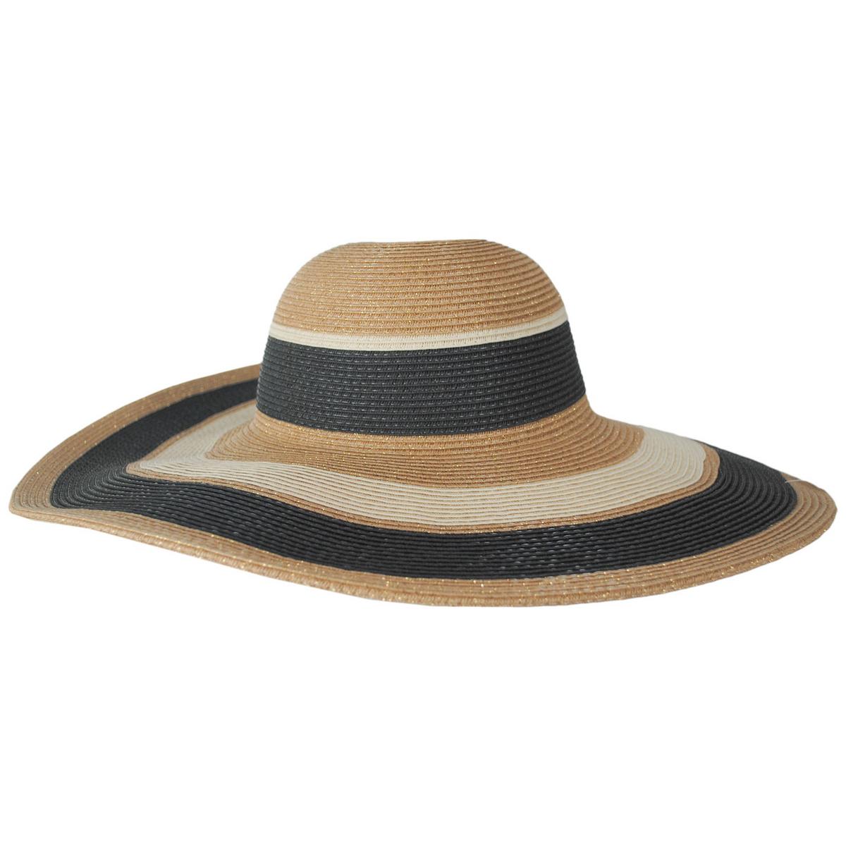 San Diego Hat Company | Las Palmas Striped Toyo Straw Swinger Sun Hat | 103691 | profile | BLACK STRIPE